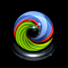 BRYAN TRILLAS GLASS MARBLE/.579"-GRASS SKY VIEW-AVOCADO,GRASS,GREEN LUTZ,SKY