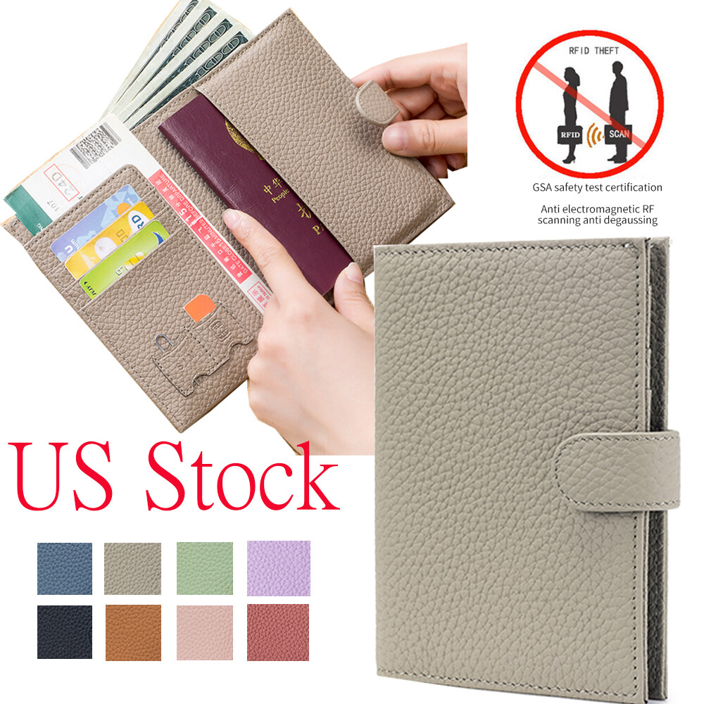 RFID Blocking Leather Passport Holder Travel Wallet for Men & Women  -image