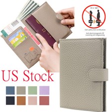 Leather Passport Holder Covers Case, RFID Blocking Travel Wallet for Men Women