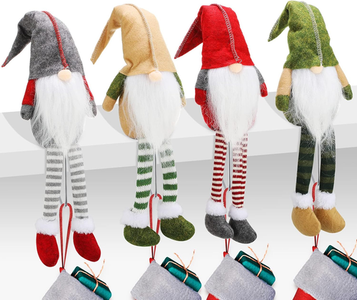 Yilloog 4 Pcs Gnomes Christmas Stocking Holders for Mantle,Christmas Stocking Ho - 第 1/12 張圖片