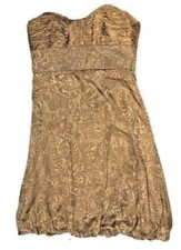 Vintage Badgley Mischka 8 Brown Velvet Dress Stapless Formal Sweetheart Y2k