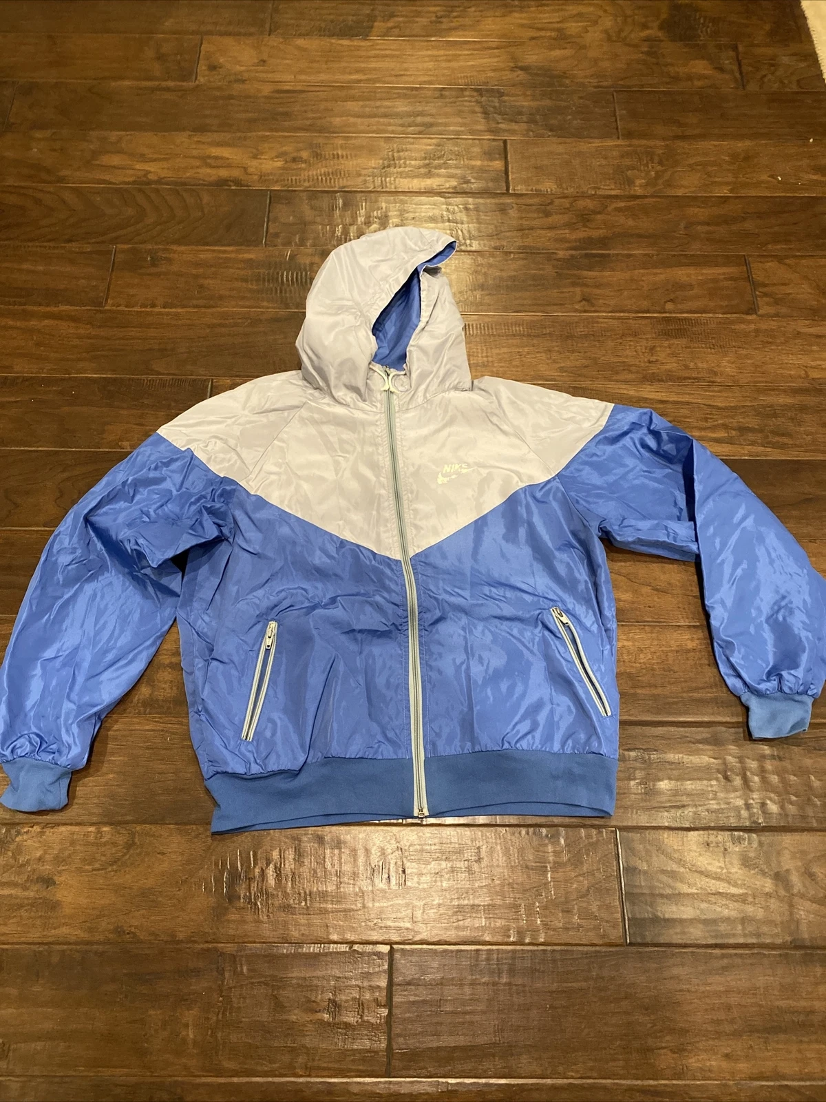 VINTAGE 80'S NIKE BLUE TAG GRAY BLUE ZIP LIGHTWEIGHT WINDBREAKER JACKET SIZE XL
