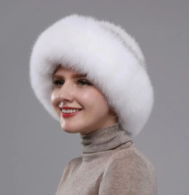 Sombrero de piel de visón real completo de piel de visón para mujer sombrero cálido sombrero de cubo Foto 2 de 4