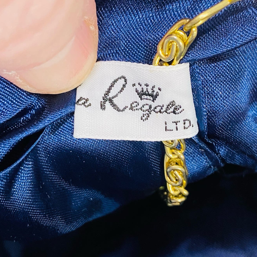 Vintage La Regale navy blue beaded evening bag converts to dressy clutch purse - Picture 4 of 11
