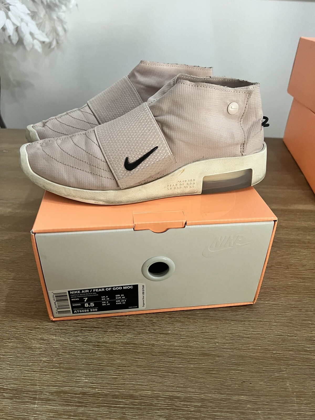 OFF WHITE X NIKE NIKE X FOG PAURA DI DIO AIR MOC PARTICLE BEIGE NERO VELA BIANCO SPORCO TAGLIA 7