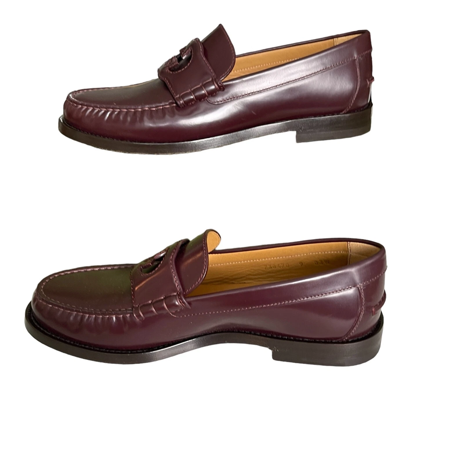 Mocassins homme Gucci 738470 cuir bordeaux Millennial Ribot GG taille Gucci 9