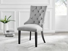 Image of Belgravia Soft Velvet Knockerback Dining Chairs With Black Legs Set of 2