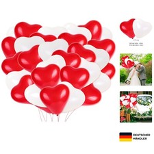 100 Herzluftballons Rot Wei&szlig; 30cm Deko f&uuml;r Hochzeit Valentinstag Party