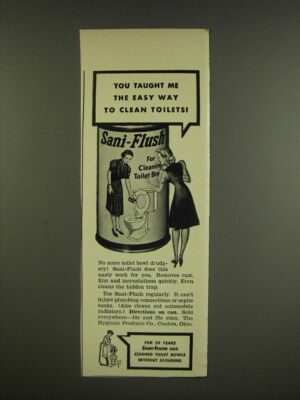 1941 Sani-Flush Toilet Cleaner Ad - You taught me the easy way to clean toilets