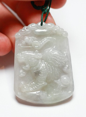 Certified Burma Green Natural A Jade jadeite pendant Animal Tiger Ruyi 417486 - Picture 2 of 7
