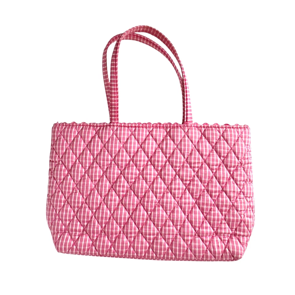 Vera Bradley Silk Collection Pink White Gingham Check Small Handbag Purse - Image 2 of 4