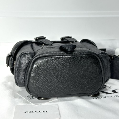 Coach Hitch Backpack 13 In Signature Canvas Charcoal -Mens Sling Bag CE506 NEW - Picture 10 of 15