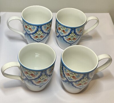 Set of (4) 222 FIFTH Tunisia Porcelain Coffee MugsExcellent Used  Condition