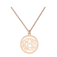 1 inch Custom Made 3 initials monogram Necklace in Rose gold plated Silver