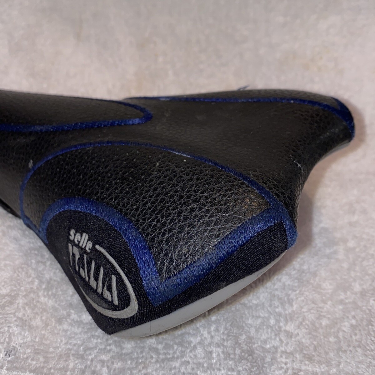 Selle Italia XO Genuine Gel Bike Saddle Black Blue Leather FeC