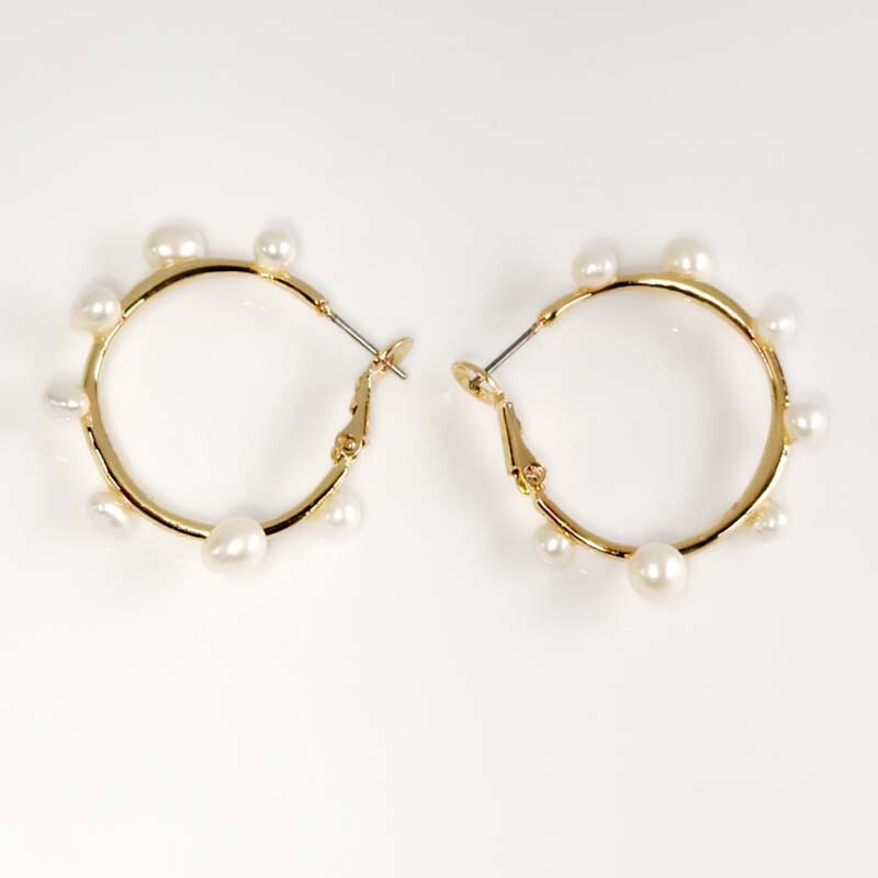 New Mignonne Gavigan Real Pearl Hoop Earrings Gift Fashion Women Party Jewelry