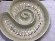 Faith at Home Chip and Dip Serving Tray Stating Hebrews 4:11 Seashell Ceramic 