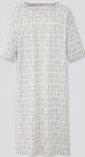 NWT Uniqlo Finlayson Half Sleeve T Shirt Dress Cotton Gray White Coronna M