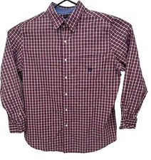 Chaps Dress Shirt Mens Easy Care Large Button Down Red Checkered