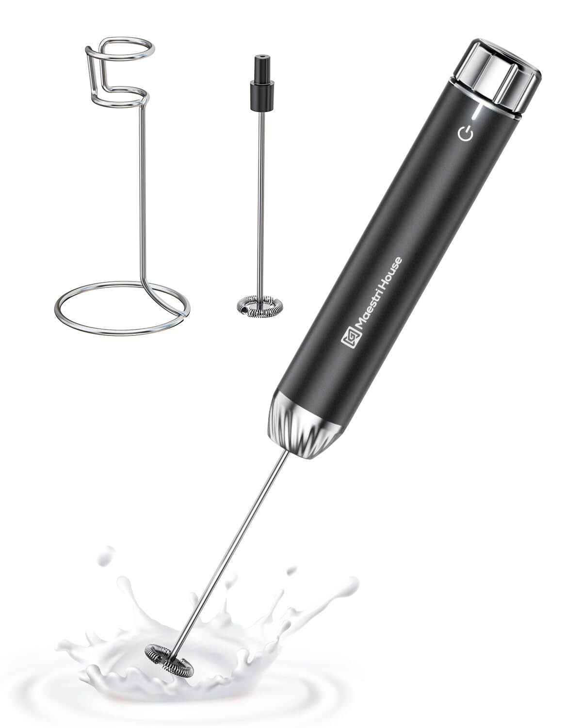 Rechargeable Milk Frother with Stepless Speed Control, Handheld Electric Foam...