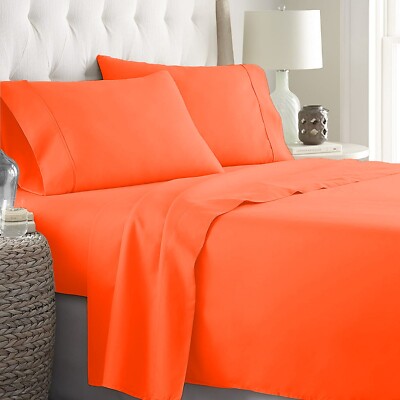 Orange Solid Decent Bedding - 1000 OR 1200 TC Egyptian Cotton - Select Item