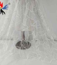 Lace Fabric Off White Exquisite Lotus Flowers Tulle Mesh 51" width