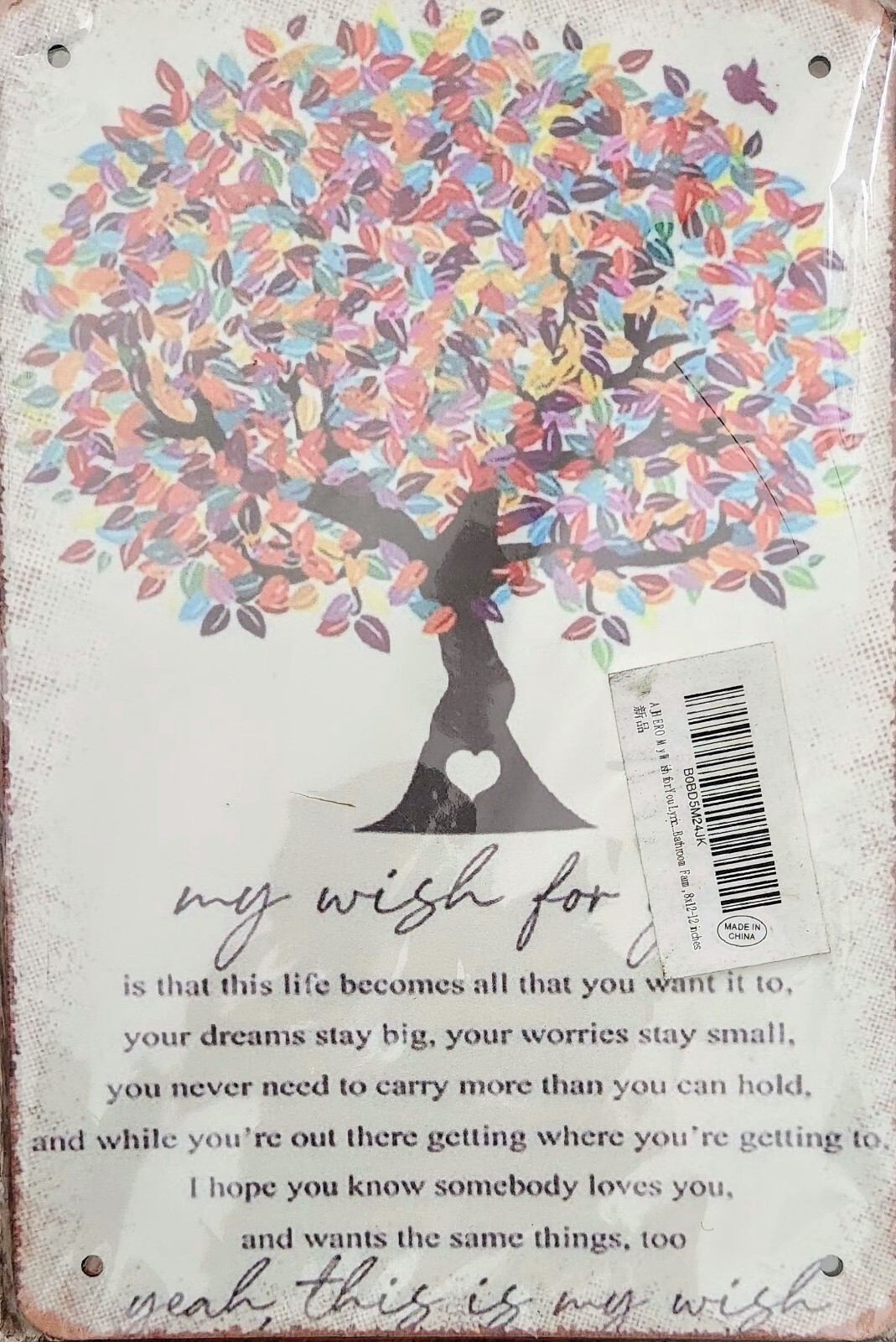 My Wish for You Song Lyrics Tin Sign Music Wall Art Poster