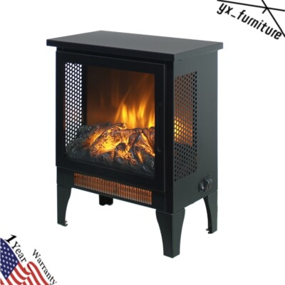 Freestanding Electric Fireplace Stove Heater w/3D Flame Effect 400 square feet