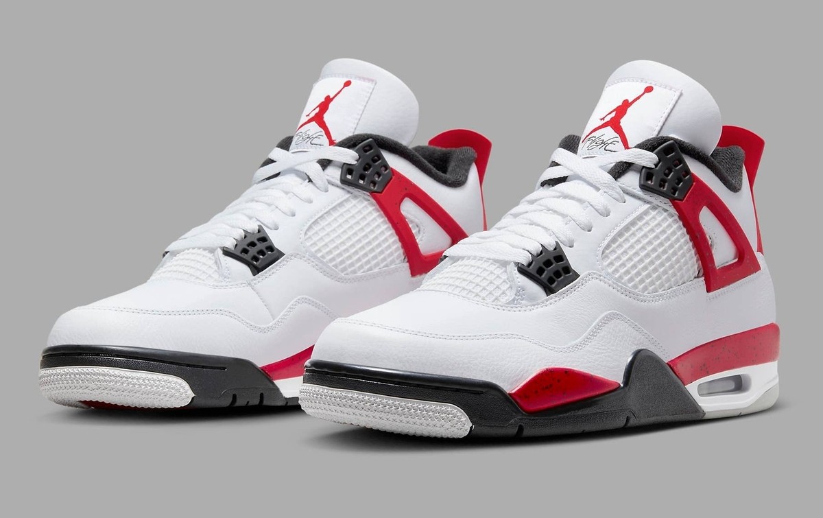 Nike Air Jordan 4 ホワイト/レッド/ブラック Air Jordan 4 Retro White Black Red Cement AJIV DH6927 161 Men's