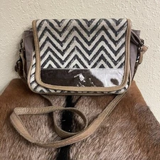 Myra Bag Chevron Cowhide Shoulder Handbag Crossbody Western Bag Aztec Cowgirl