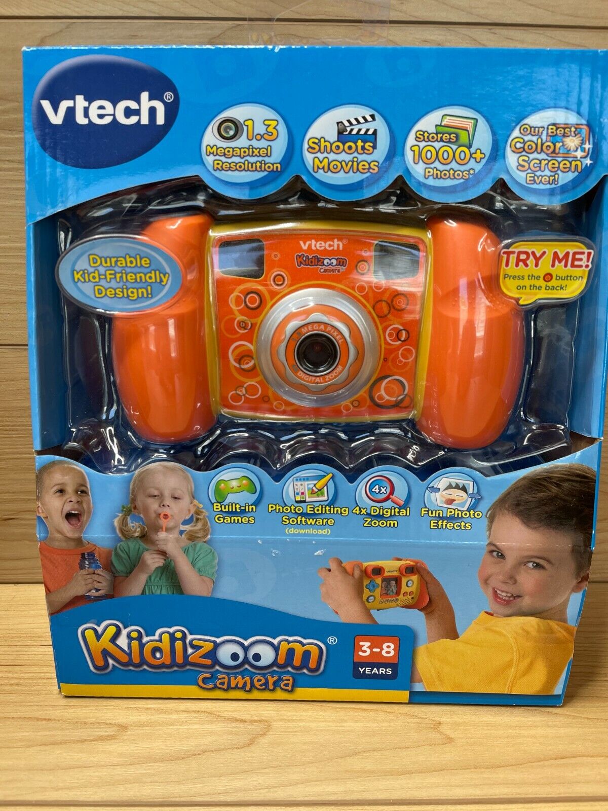 Appareil photo Vtech Kidizoom 1,3 méga pixel 4x jeux zoom films orange -  NEUF