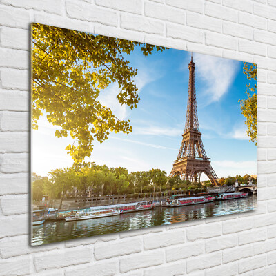 Glas-Bild Wandbilder Druck auf Glas 100x70 Sehenswürdigkeiten Eiffelturm Paris