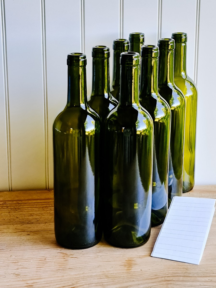 Weinflasche 750 ml mit Etiketten Olivgrün Glasflasche Leere Flasche Likör