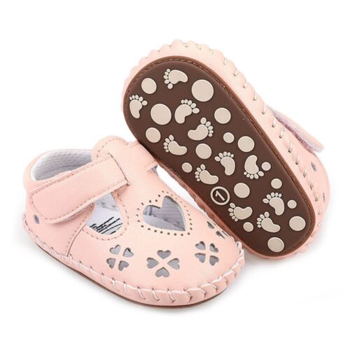 Baby Girls Leather Hard Bottom Walking Sneakers Crib Shoes (12-18 months)