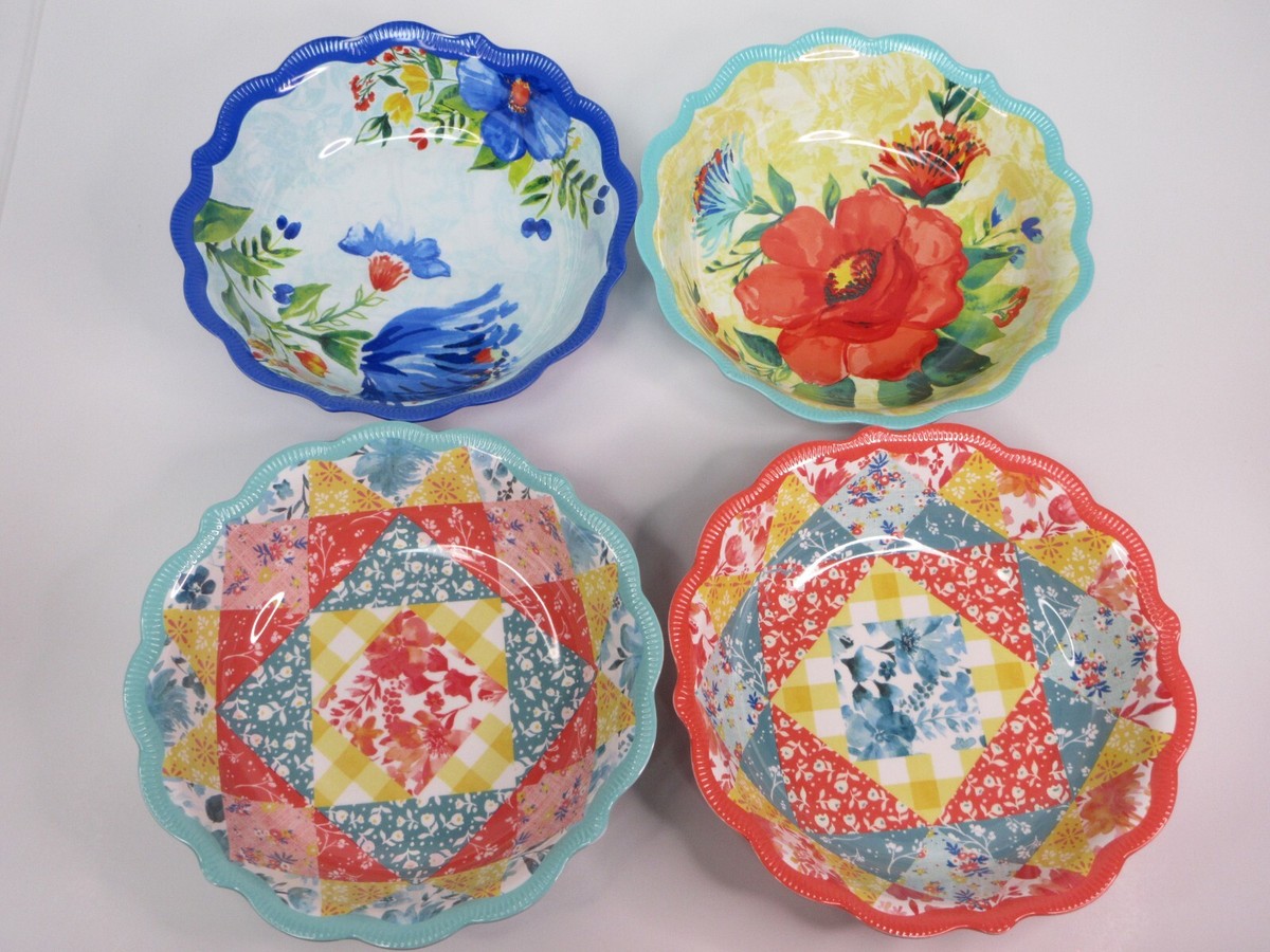 Pioneer Woman Melamine Dinner Bowl Floral Delaney Patchwork Medley 44oz  New