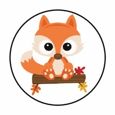 48 CUTE WOODLAND FOX FALL ENVELOPE SEALS LABELS STICKERS 1.2" ROUND