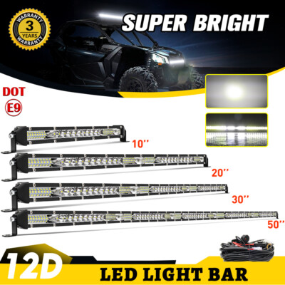 12'' 20'' 30'' 50'' Slim LED Light Bar Spot Flood Combo Work Offroad SUV Driving ATV