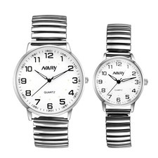 Mens Womens Stretch Elastic Band Big Numbers Dial Quartz Wrist Watch Couple Gift