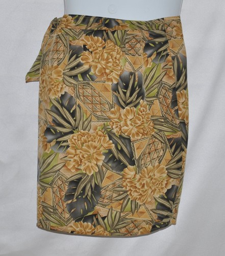 Dana Buchman Floral Print Silk Skirt With Side Wrap & Tie Size 6 Olive Multi - Picture 2 of 2