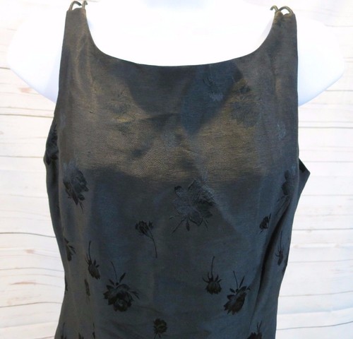 Ann Taylor Dress Size 4 100% Silk Black Spaghetti Strap Floral Pattern EUC - Picture 2 of 9