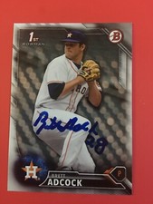 Autograph card signed by by Houston Astros pitching prospect Brett Adcock.