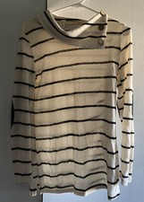 Vanilla Bay Neutral Elbow Patch Exposed Button Back Tunic Long Sleeve Size Small