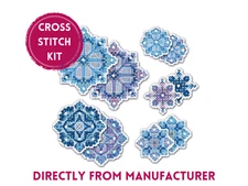 RIOLIS Counted Cross Stitch Kit 1889AC Snowflakes- Blue Snowflake Ornaments