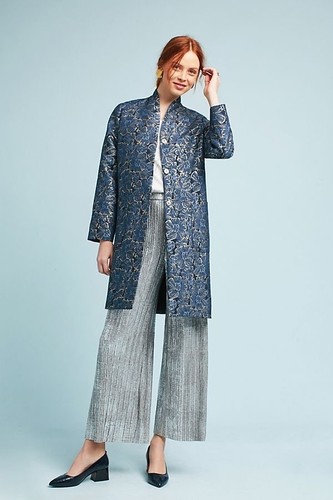 NWT in Bag Anthropologie BlueGold Floral coat size 4-Fast Shipping - Picture 4 of 4