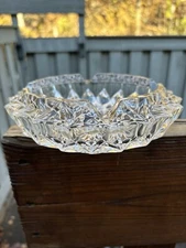 Vntg MCM Cut Glass Ashtray Lead Crystal Heavy Clear Cigar Cigarette West Germany