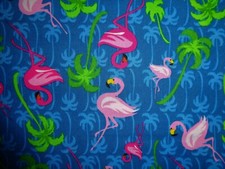 Handmade cotton crib sheet /royal Blue with pnk flamingoes