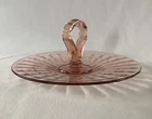 Vintage Block Optic Pink Anchor Hocking Depression Glass Serving Sandwich Tray