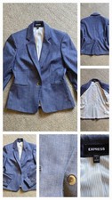 Express Women  s Blue Lined One-Button Blazer Suit Jacket Size 4 Petite
