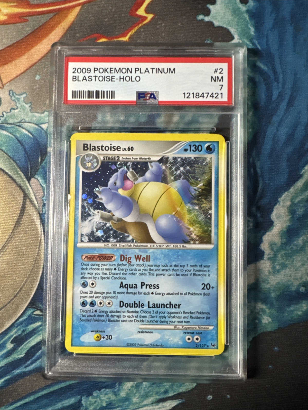 2009 POKEMON PLATINUM #2 BLASTOISE-HOLO PSA 7