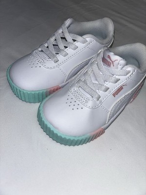 Puma Carina Platform Sneakers White Youth Kids Girls Size 6C